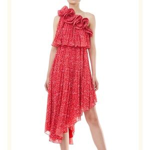 Amur Pleated One Shoulder Dress